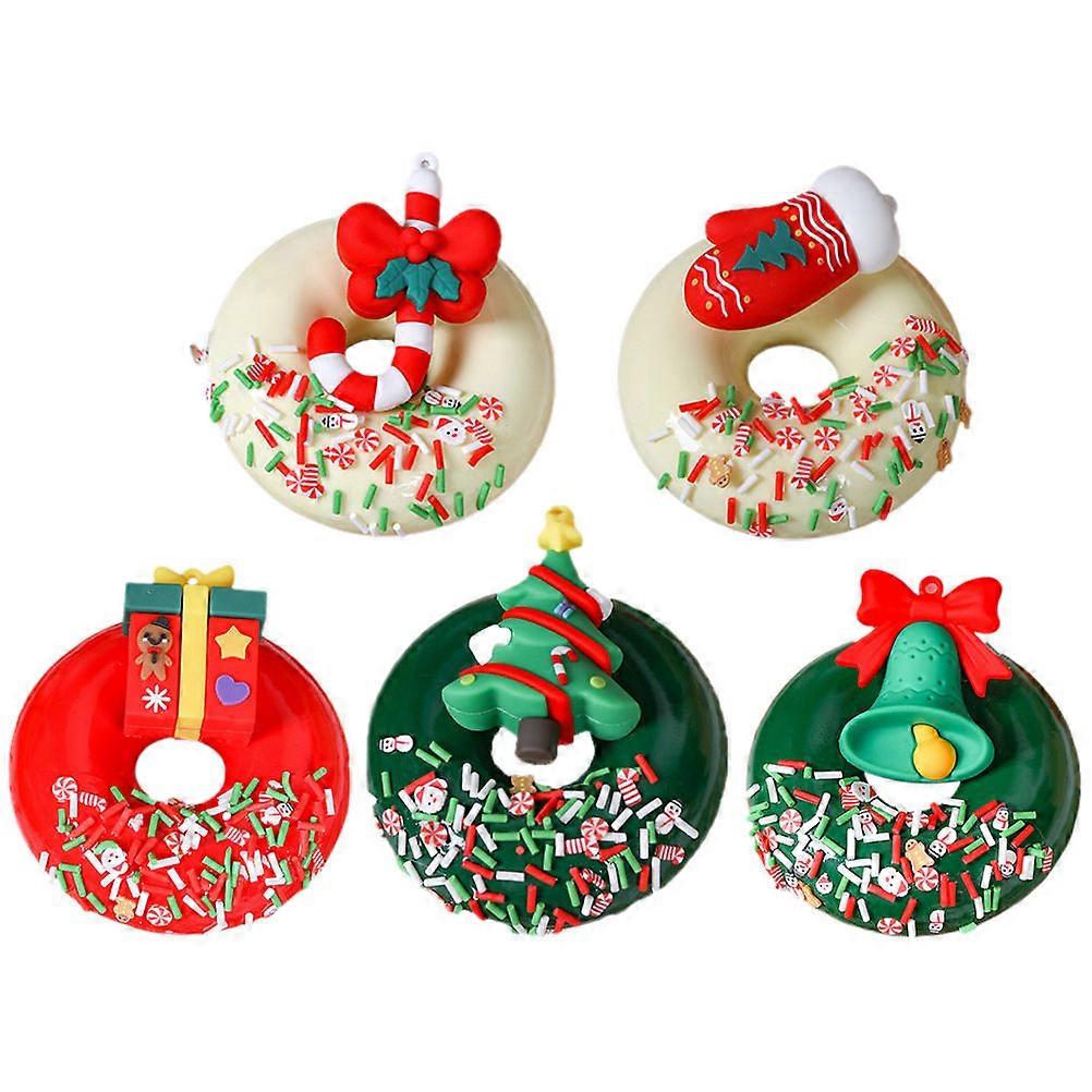 Simulation Donuts Models Household Accessories Christmas Theme 7.5X4CM PVC 6Pcs