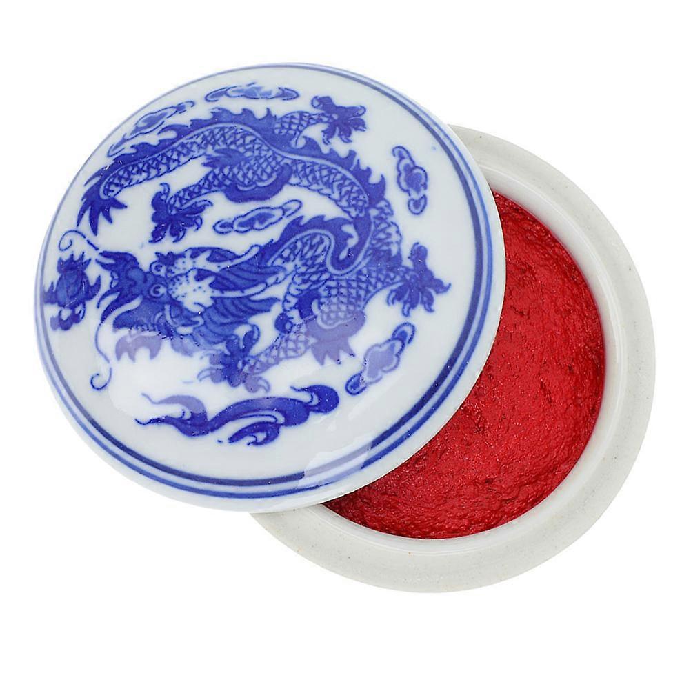 Ceramic Ink Pad Box for Chinese Calligraphy – Durable Paste for Painting and Stamping, Elegant Porcelain Holder for Artistic Crafts and Drawing