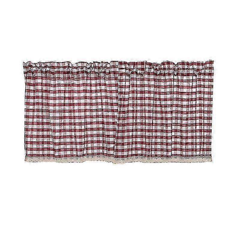 Kitchen Window Plaid Short Curtain Rod Drape Home Decor Edition 0722