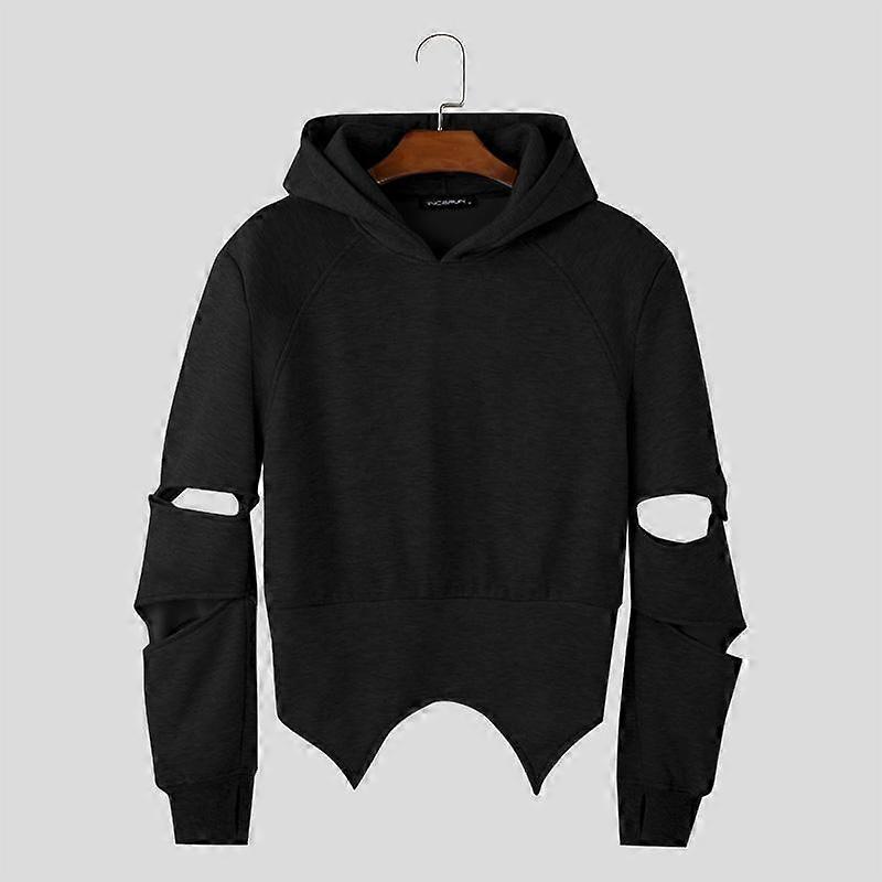 INCERUN Uomo Manica Lunga Solid Crop Felpe Con Cappuccio Top Corti