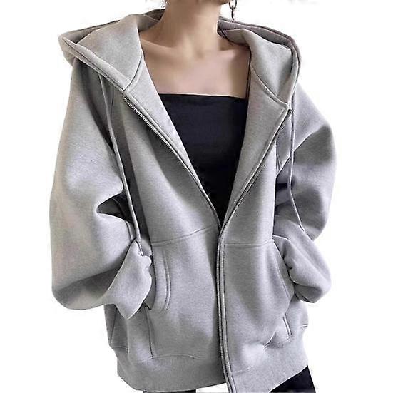 Autumn Spring Women Coat Hooded Drawstring Long Sleeves Pockets Zip-up Elastic Cuff