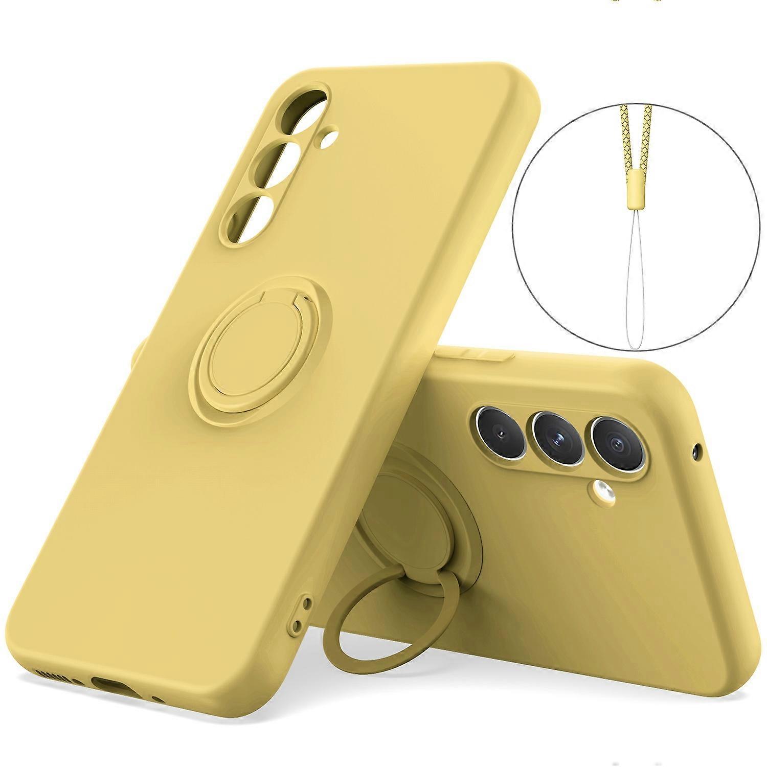 For Samsung Galaxy S24 Case with Hand Strap Liquid Silicone Kickstand Phone Cover