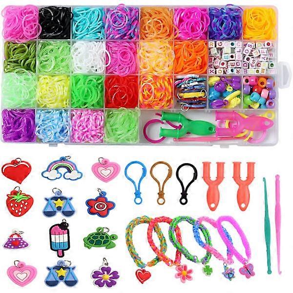 Kit de pulseira de elástico 3600+, conjunto de recarga de elásticos de tear, conjunto de fabricação DIY para presentes de aniversário infantil