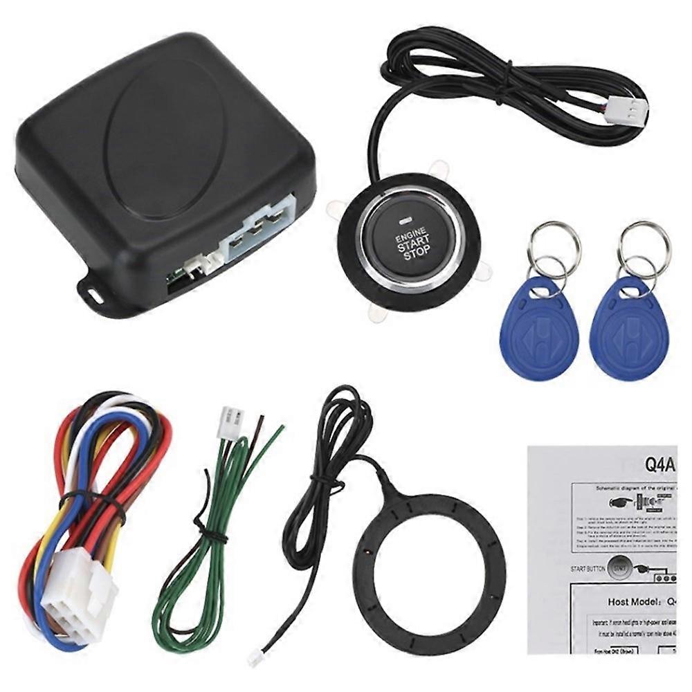 12V Car Alarm Kit Engine Start Stop Button Keyless Entry Ignition Starter RFID Anti-theft Alarm System