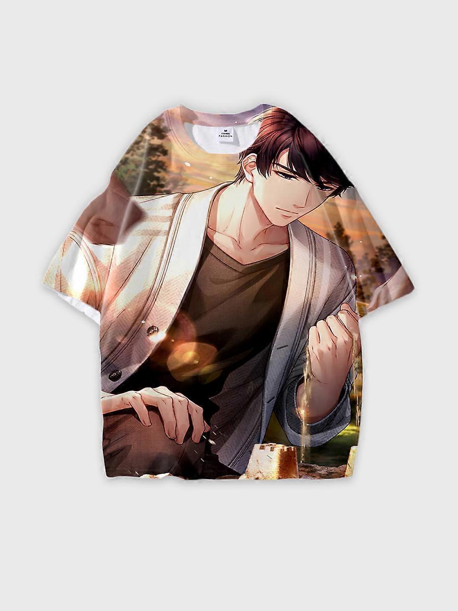 T-shirt round neck Role Pattern loose short sleeve E1821