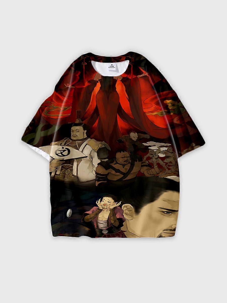 T-shirt round neck Character Pattern loose short sleeve P2605