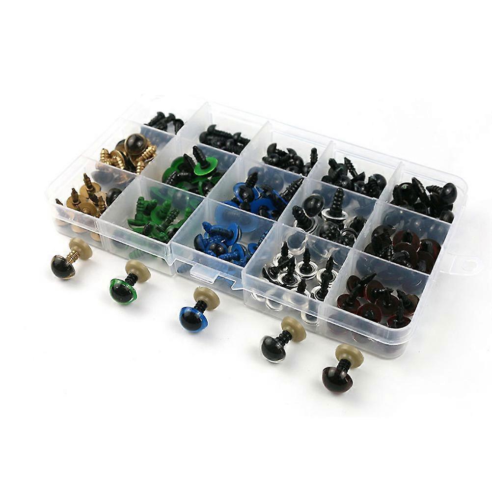 Plush Toy Accessories with 150Pcs Plastic Eyes and Nose Set for DIY Craft Projects Round Screw Box