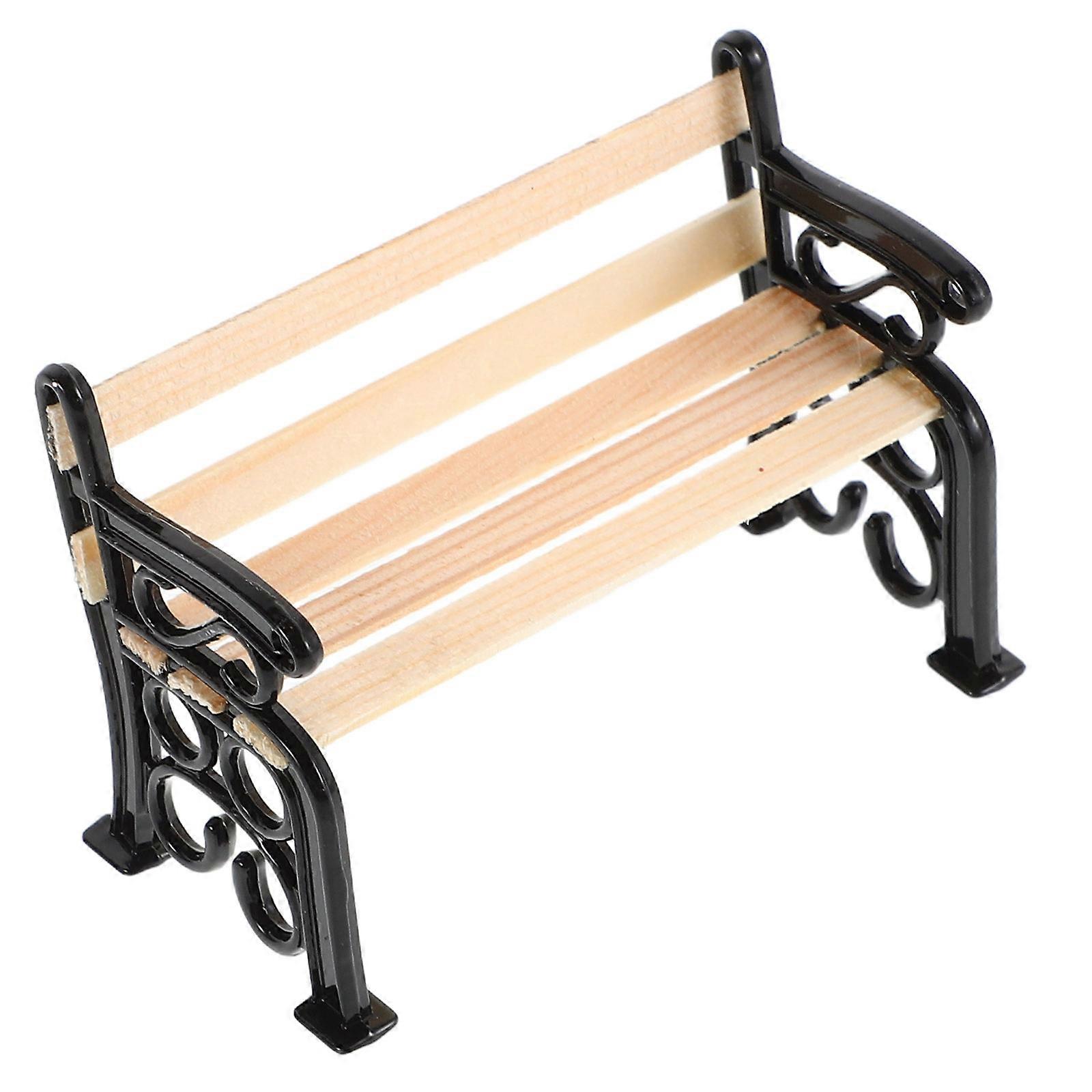 Garden Miniatures Bench Tiny Chair High Simulation For Indoor Display Black Color Iron Material Photo Prop 3Pcs