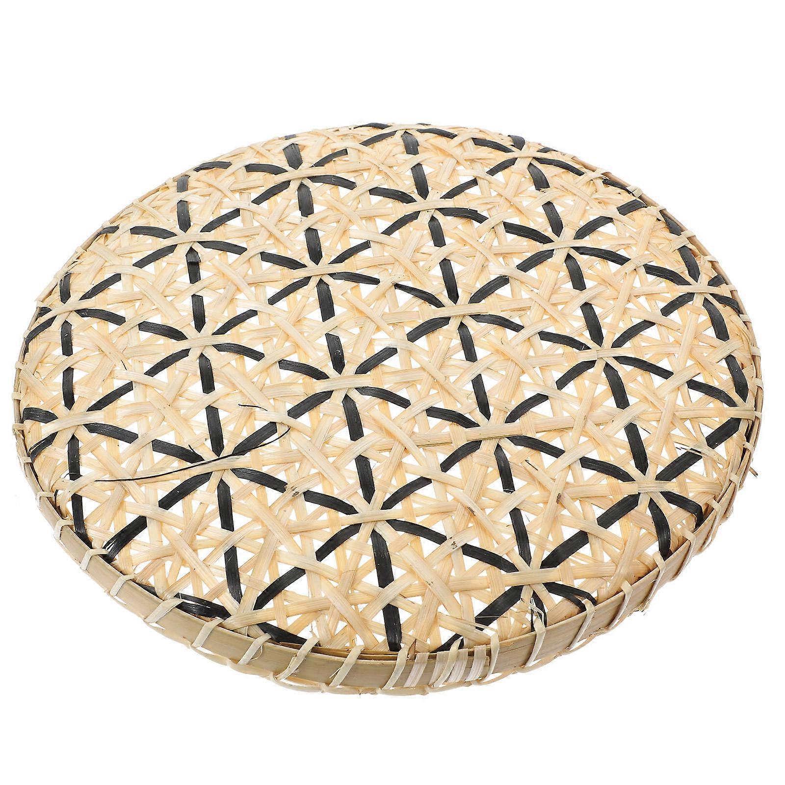 Woven Tray for Snack and Fruit Storage Light Brown Handcrafted with Floral Design 1 Piece