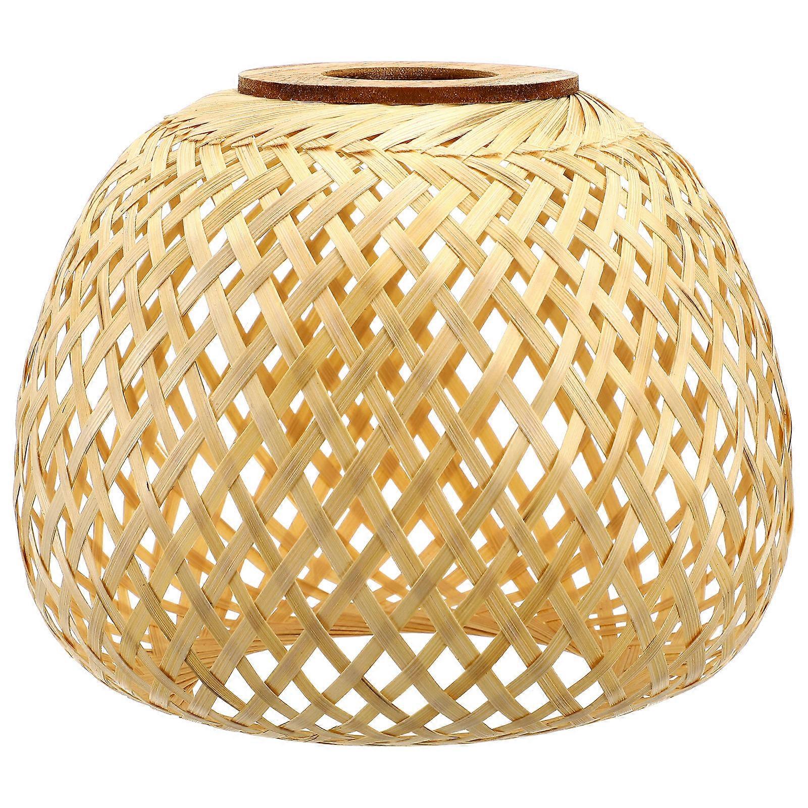 Woven Bamboo Lamp Shade 1 Set Rustic Style Woven Lamp Cover Pendant Light Lampshade