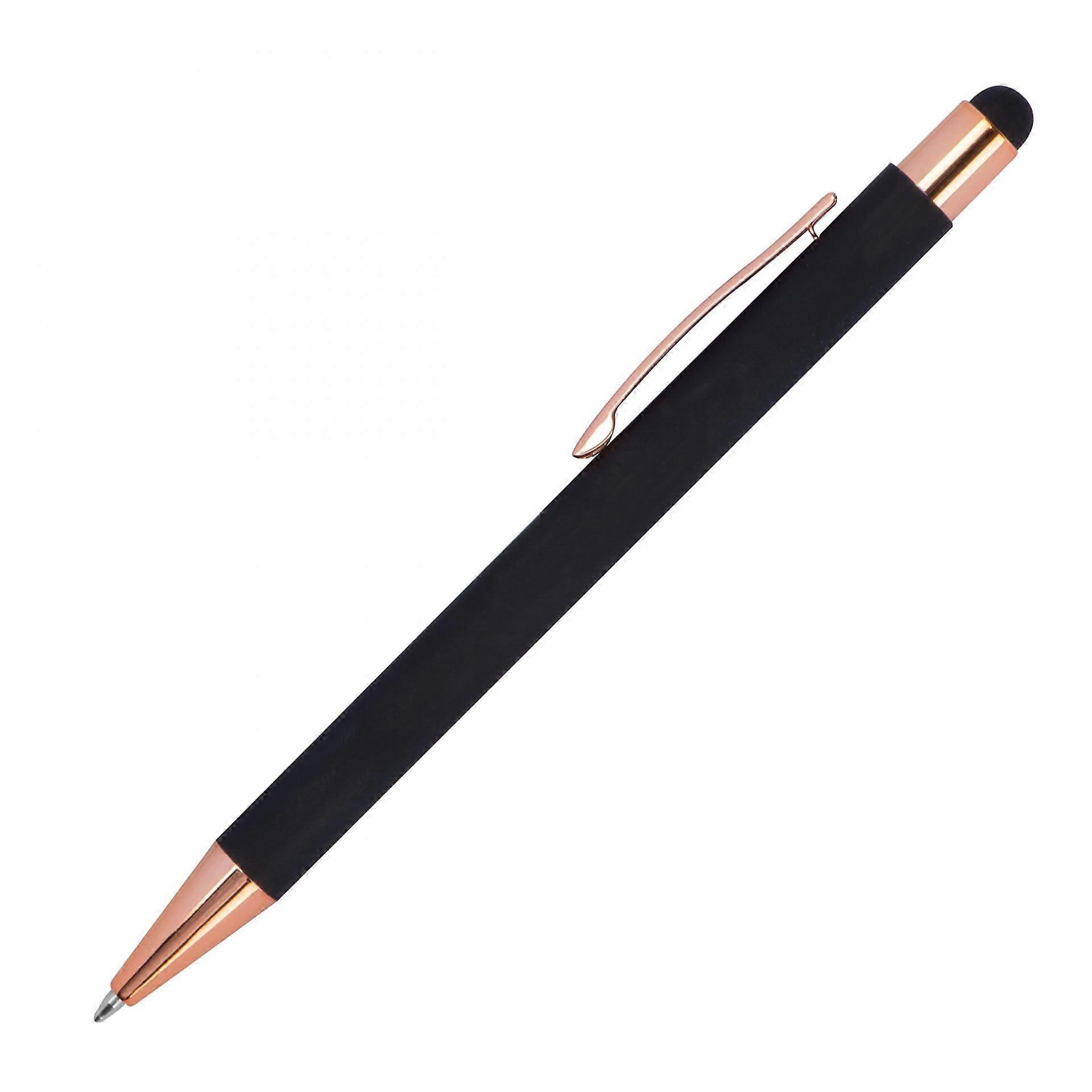 Touchpen Ballpoint Pen - Metal Rose Gold and Black Touch Stylus, Compatible with Tablets and Smartphones