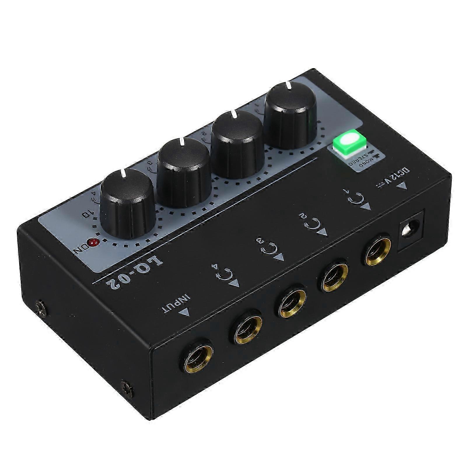 2025 Headphone Amplifier Mixer 4 Channels Mono/Stereo Metal Stereo Headphone Amps Audio Amplifier Balanced Headphone Output Audio Input Mini Headphone