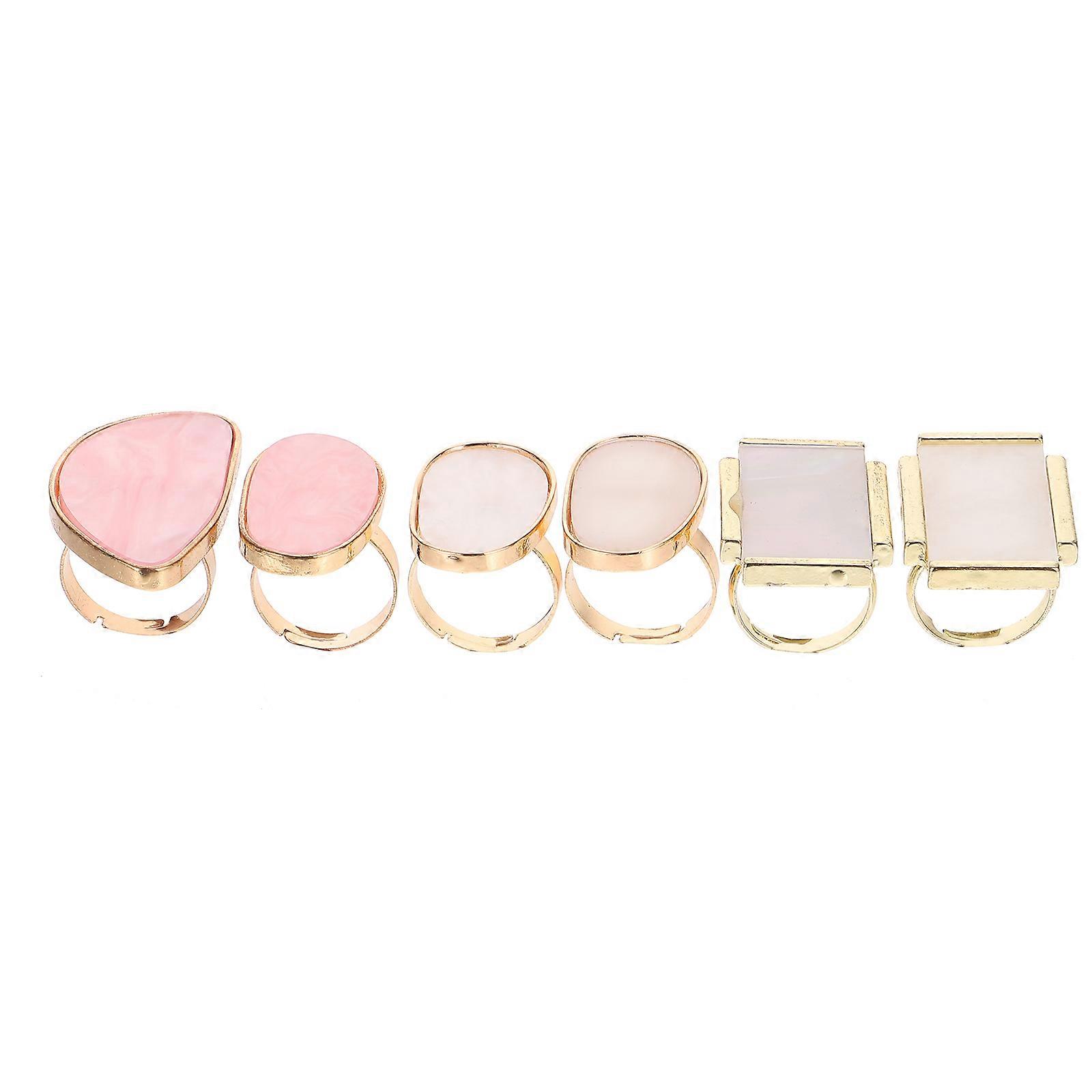 6pcs Resin Ring for Nail Art with Assorted Colors and Smooth Edges Safe to Use