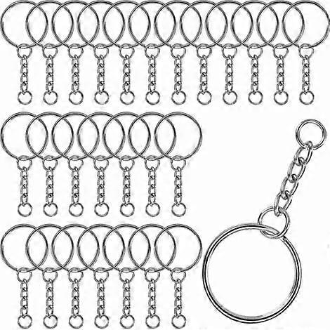 100PCS Key Ring, 25mm Key Ring with Cin Silver Key Ring