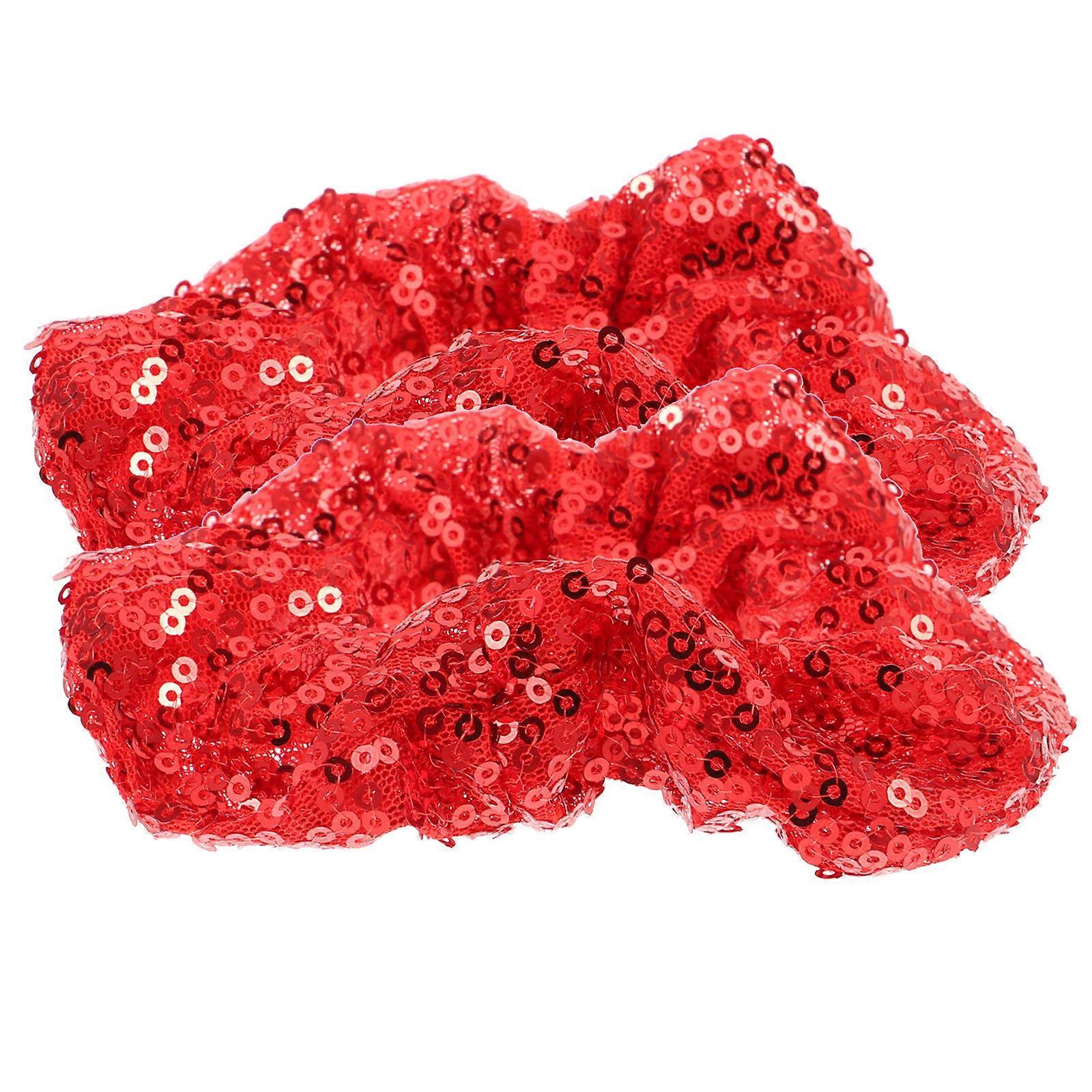 2PCS fluorescent coloré paillettes élastiques élastiques bandes de cheveux