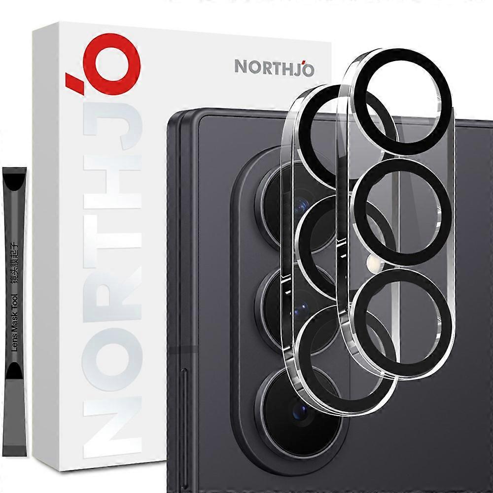 NORTHJO 2Pcs Compatible For Samsung Galaxy Z Fold7 5G Camera Lens Protector Black Circles 3D Full Coverage Clear Tempered Glass Le