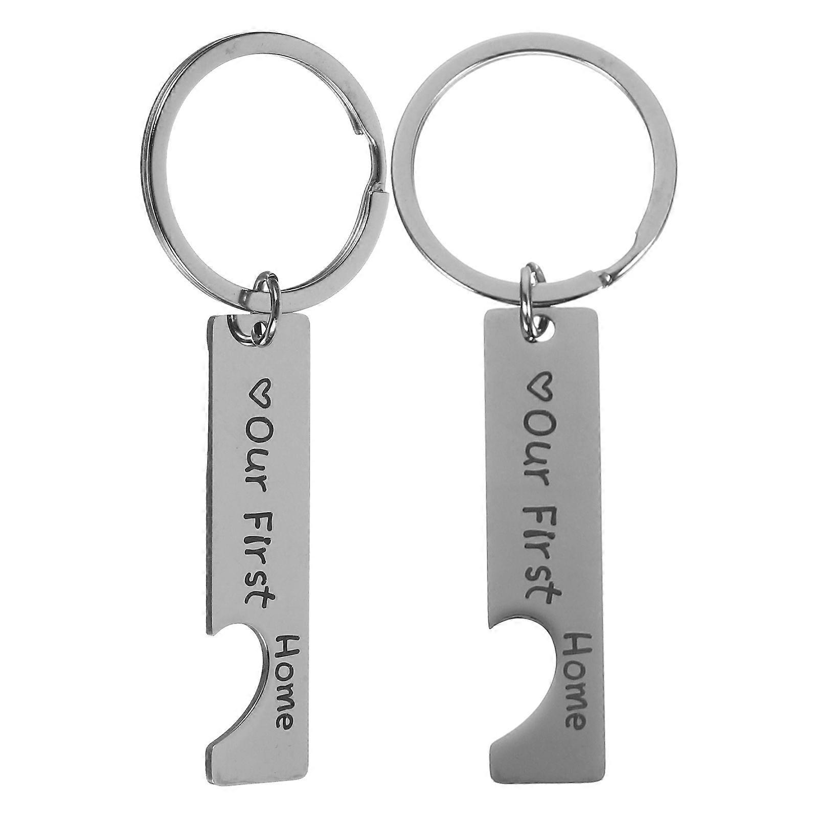 Metal Key Chain Pendant With Simple And Generous Design For Key Decor In Silver Color Suitable For Daily Use 1 Pair