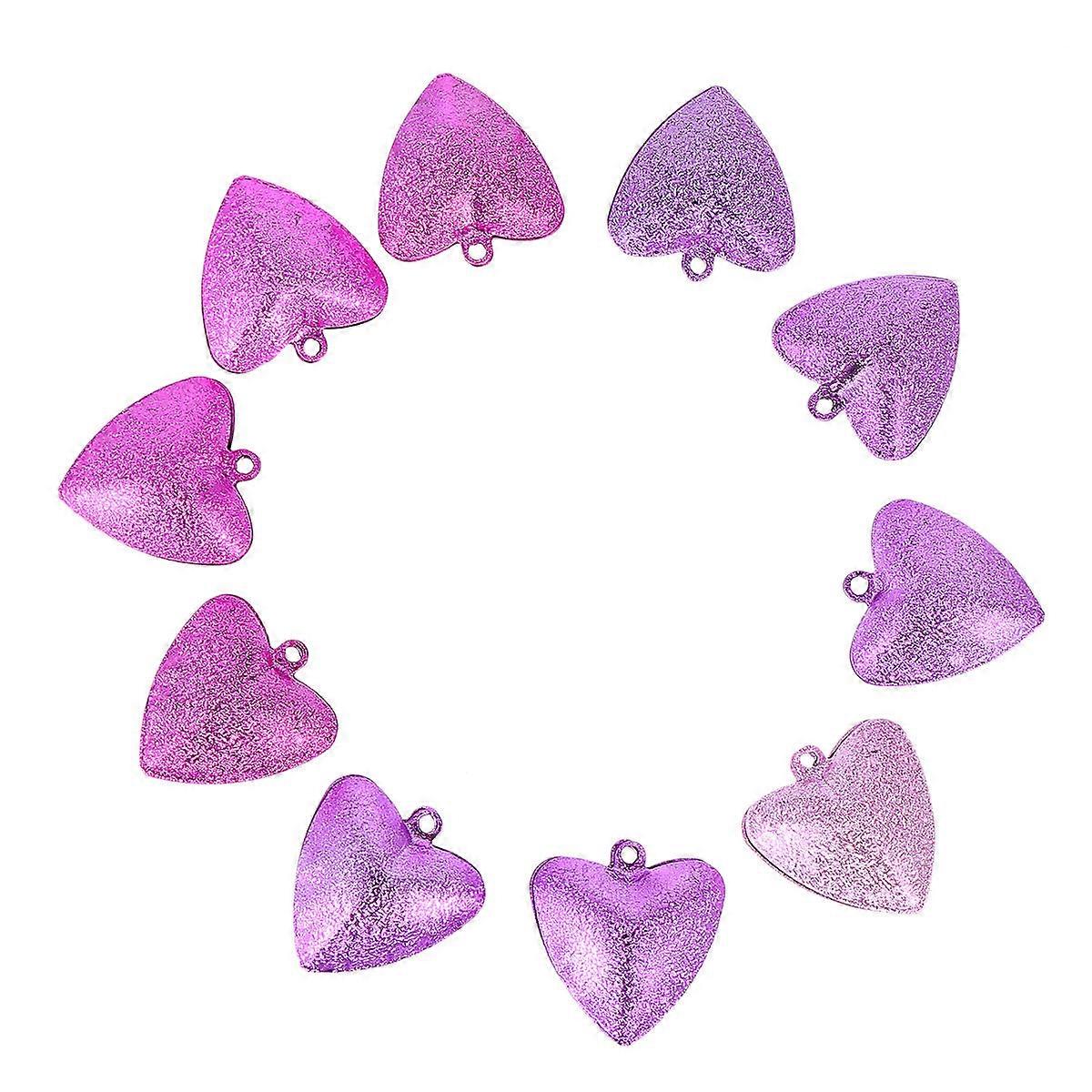 10Pcs Heart Shape Bells Colorful Charm Pendant Key Chain Decoration