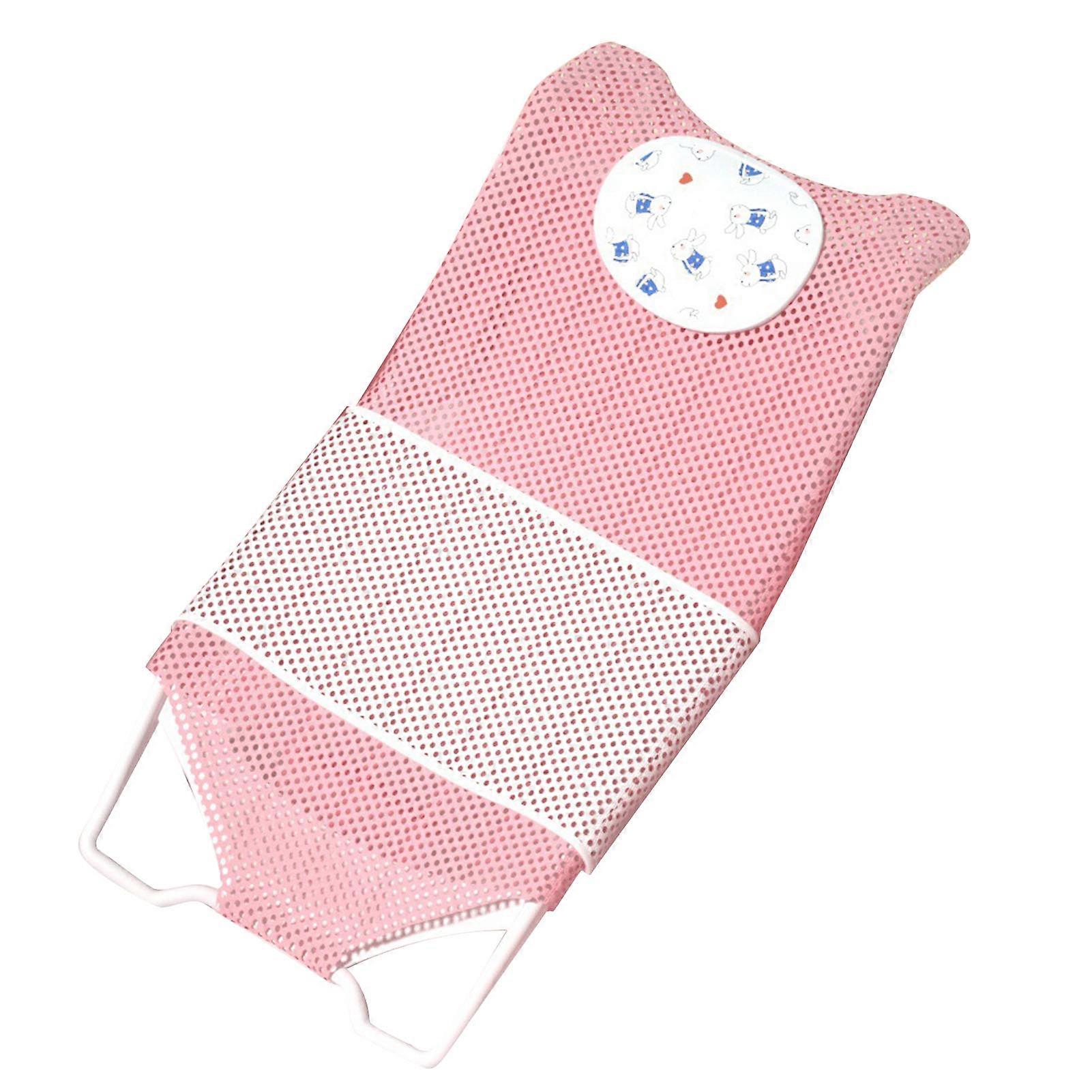 Baby Bath Net Stand Universal Adjustable Height Comfortable Stable Baby Bath Seat Support Stand for Home Travel Pink, Pillow, Slip Resistance Pad