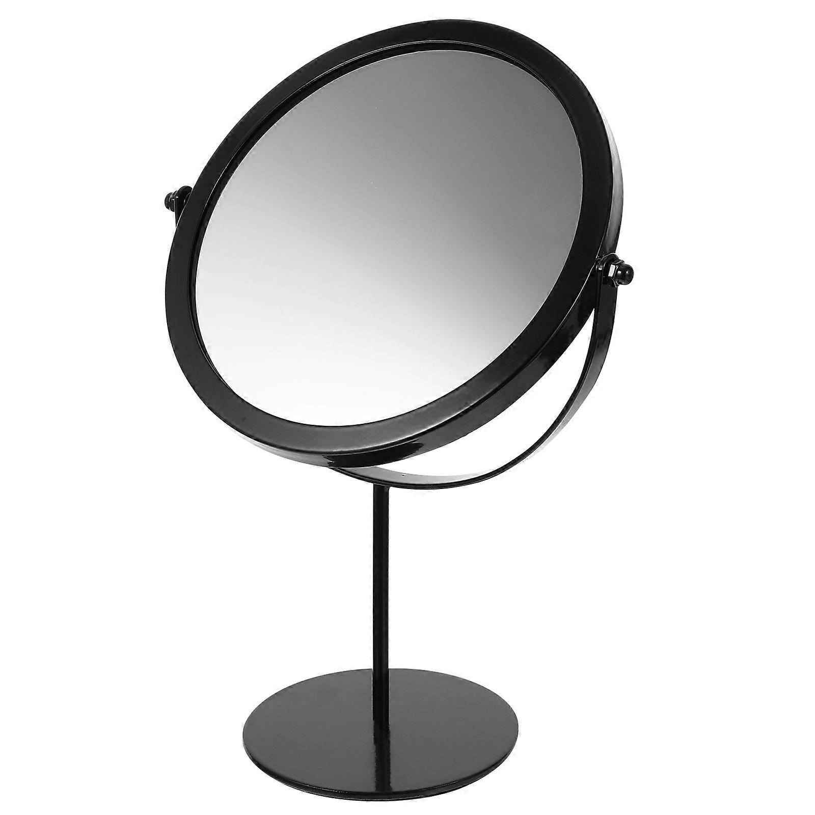 Here's a polished product description based on your input:
 
**Rotating Desktop Makeup Mirror with High Definition – Stylish Black Vanity Mirror