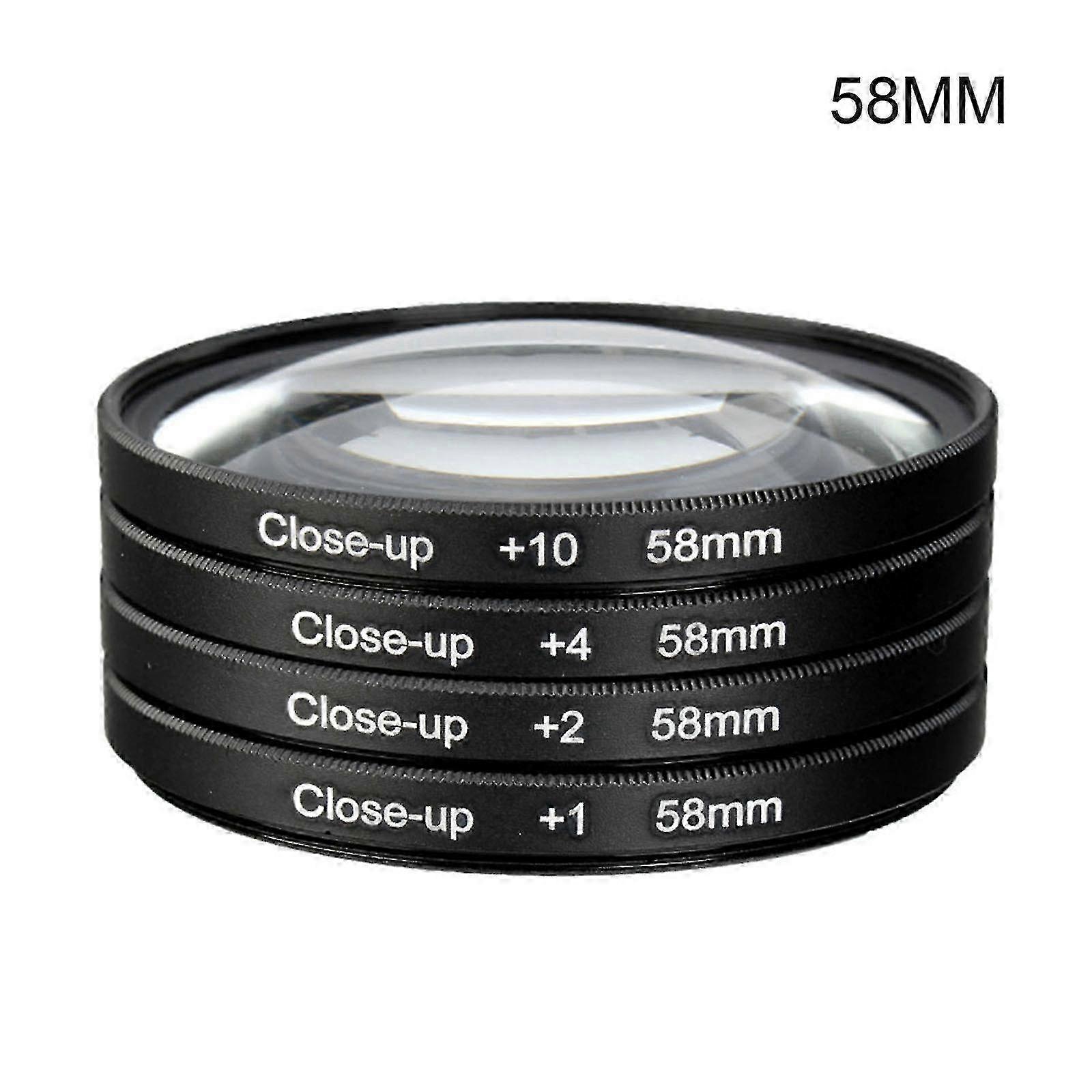 Close-Up Lens Kit 4Pcs Filter Set for Camera Lenses 49-82mm Thread Size with +1 +2 +4 +10 Diopters