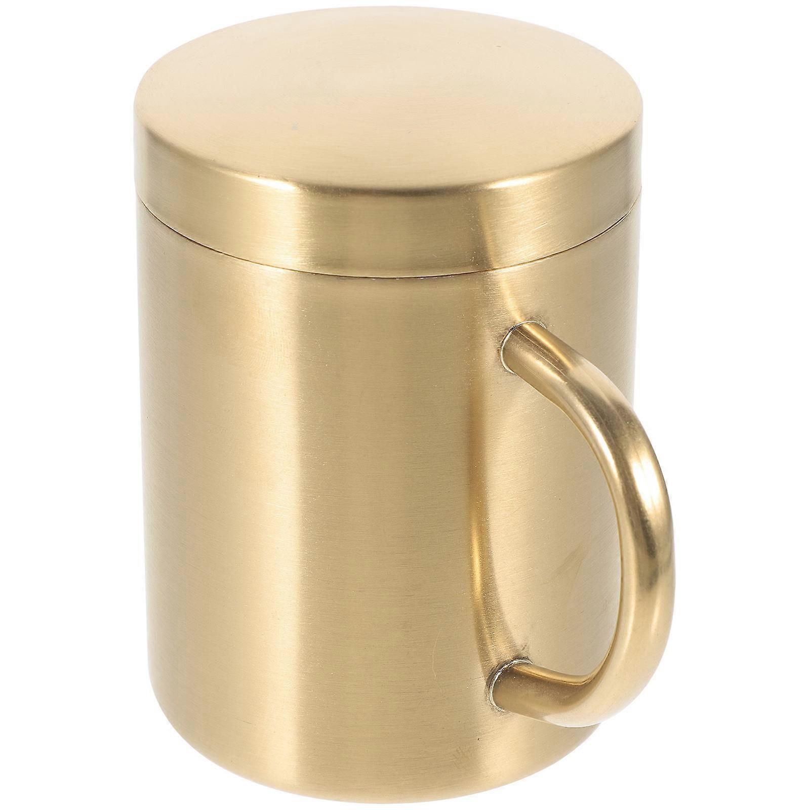 Golden Stainless Steel Cup with Handle for Drinking Sturdy and Insulated Keeps Drinks Warm or Cold