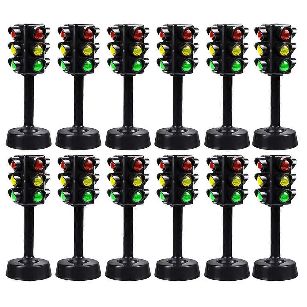 Miniature Traffic Light Toy For Children 12Pcs Enhancing Motor Skills And Understanding Road Signs