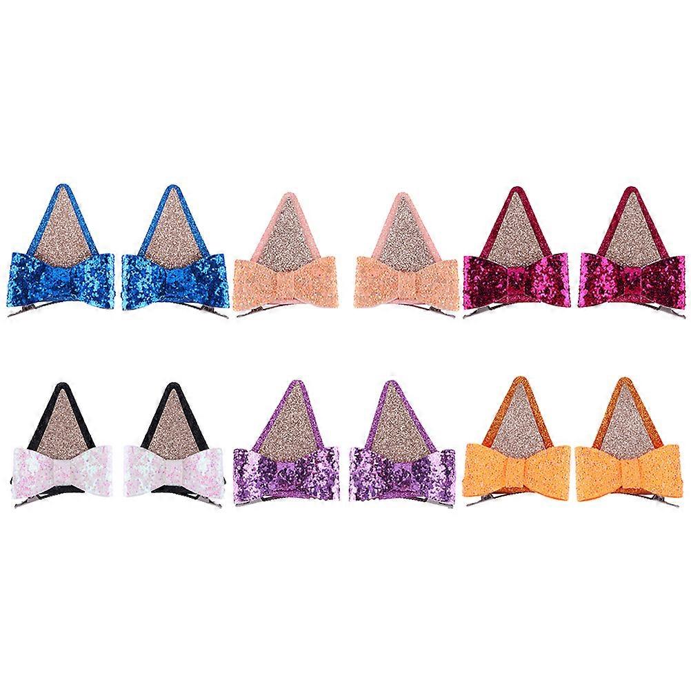 Here's a polished and professional product description based on your input:

 

**6 Pairs Cute Animal Ear Bow Hair Clips – Glitter Cloth Hair