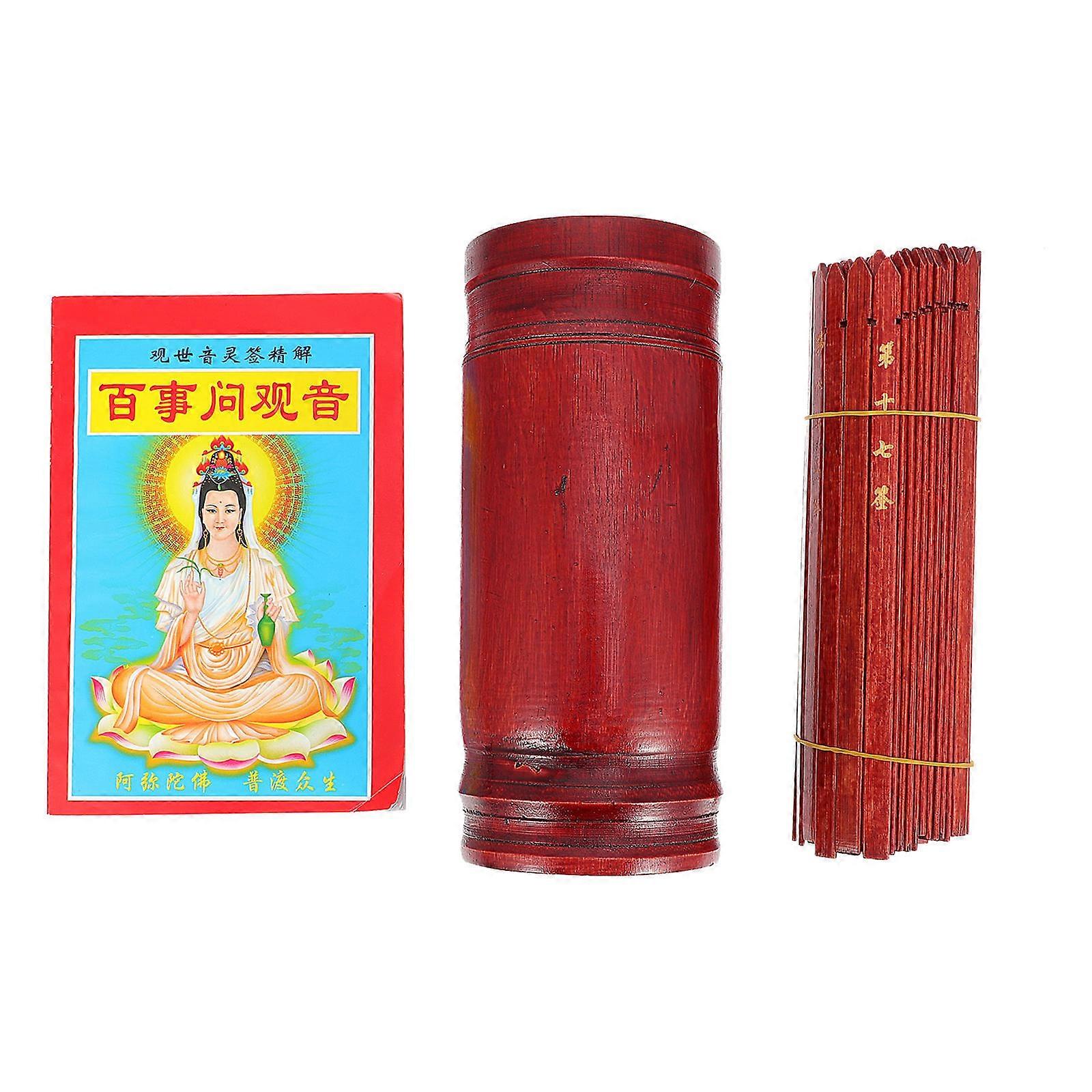 Buddhist Divination Sticks Prop for Home Decor in Dark Red Composite Material Small Lightweight Size