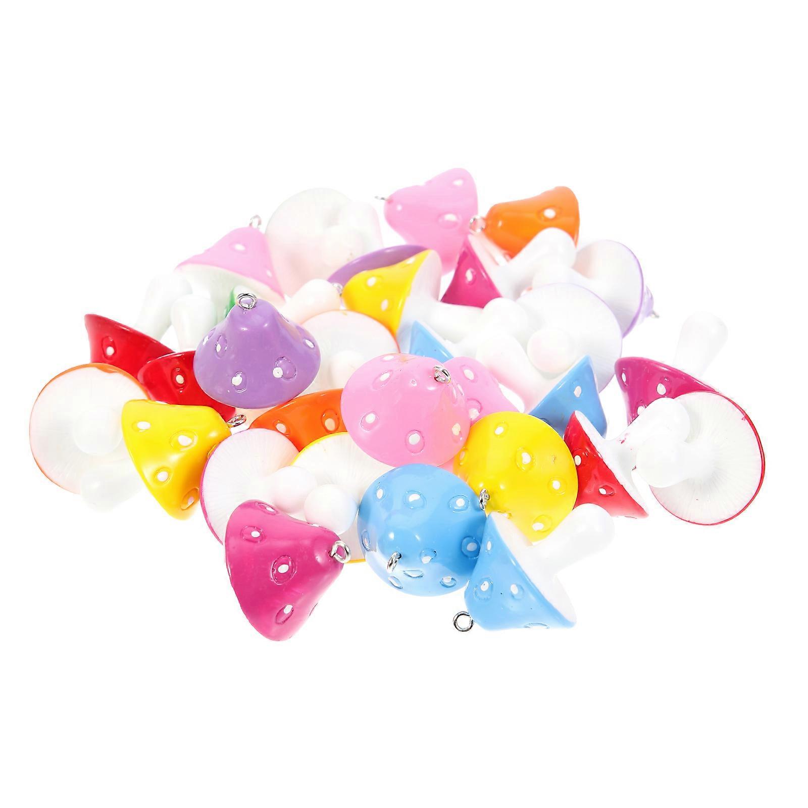 30Pcs Assorted Color Mushroom Charm Pendant DIY Hanging Ornaments For Women 3.5X2.5cm Keychains