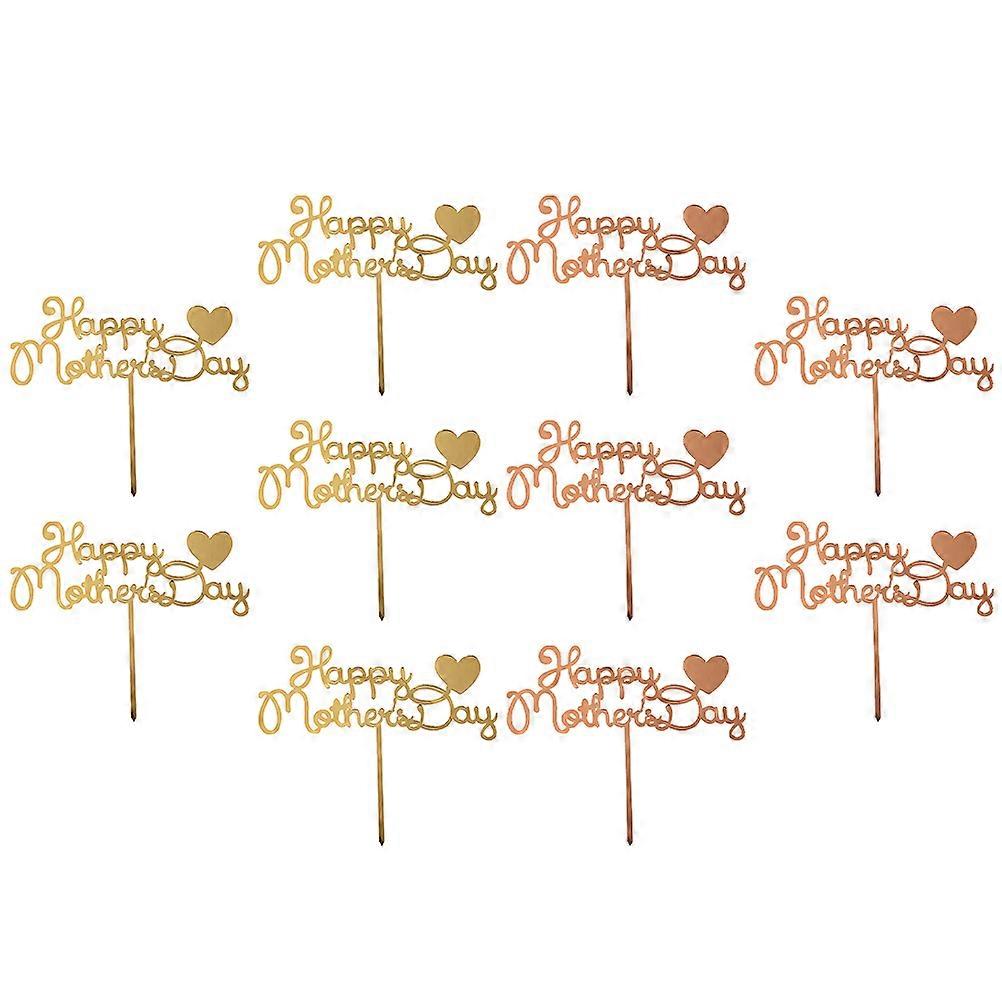 Acrylic Cake Picks for Mother's Day Decoration with Assorted Color Letters Design Fits Various Scenes 10pcs