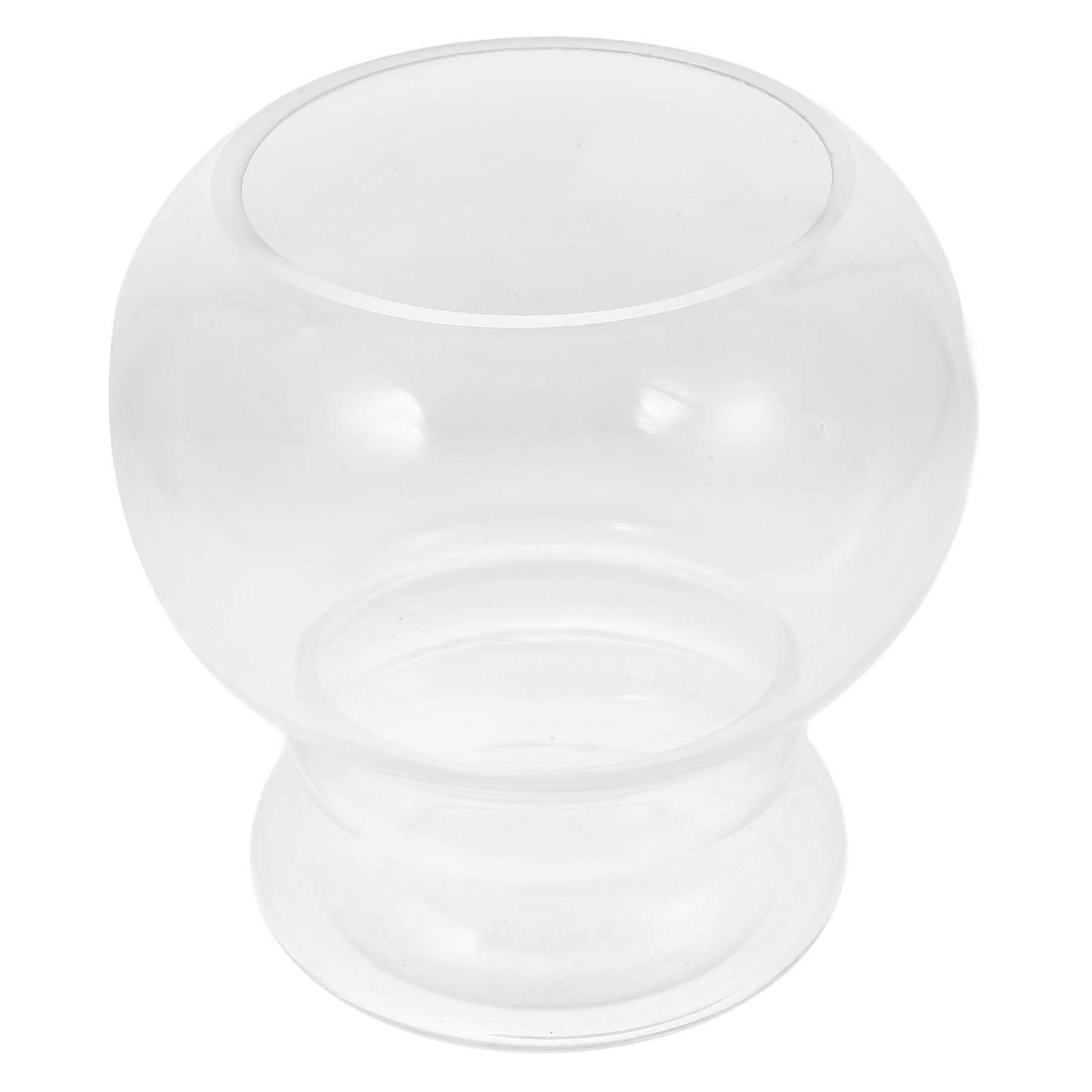 Transparent Glass Fish Bowl Small Desktop Aquarium for Lab 6.3 Inches Diameter