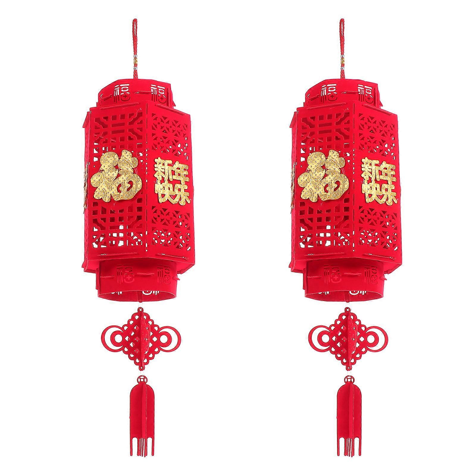 Festive Atmosphere Enhancement With Chinese New Year Lanterns For Home Decor 15X15X35CM Hexagonal Traditional 2Pcs
