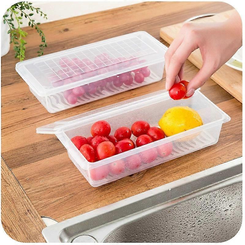 Food Storage Container PP Transparent Multifunctional Stackable Refrigerator Preservation Accessories with Draining Board Large 