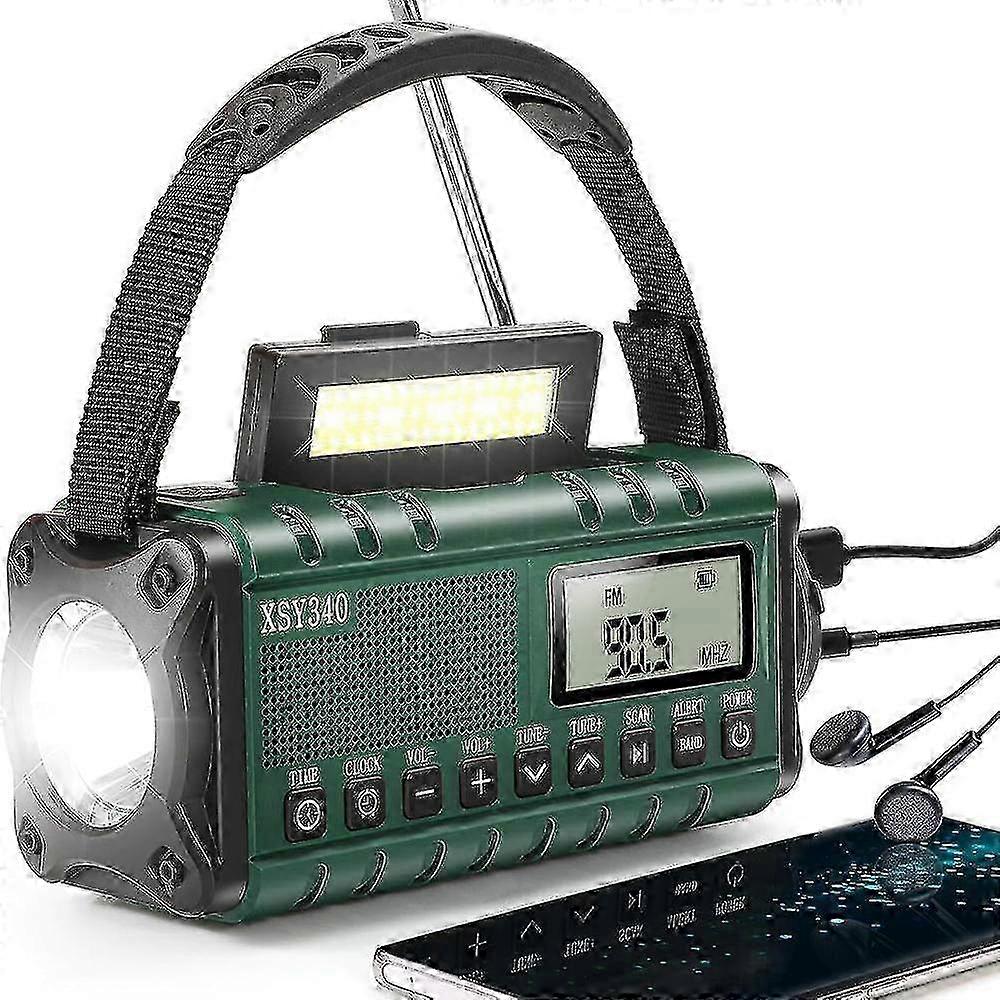 Solar Emergency Radio Portable DAB FM Radio with 5000mAh Power Bank Flashlight Reading Light