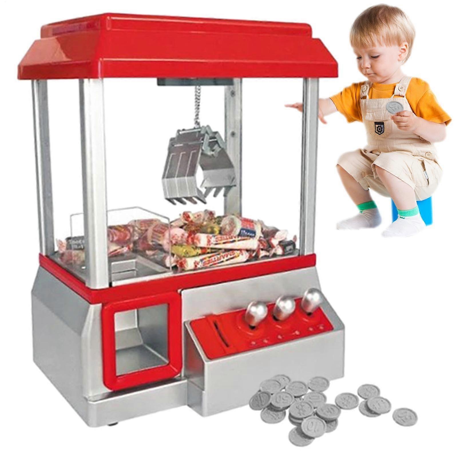 Mini Claw Machine, Retro Arcade Toy Claw Game With Sound, Includes 24 Play Coins, Kids And Party Toy