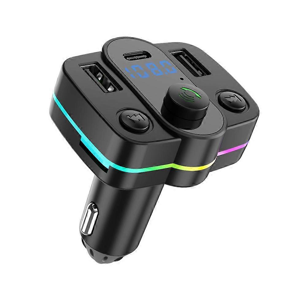 Bluetooth 5.0 Voiture FM Émetteur USB Type-C Double USB Ambient Player