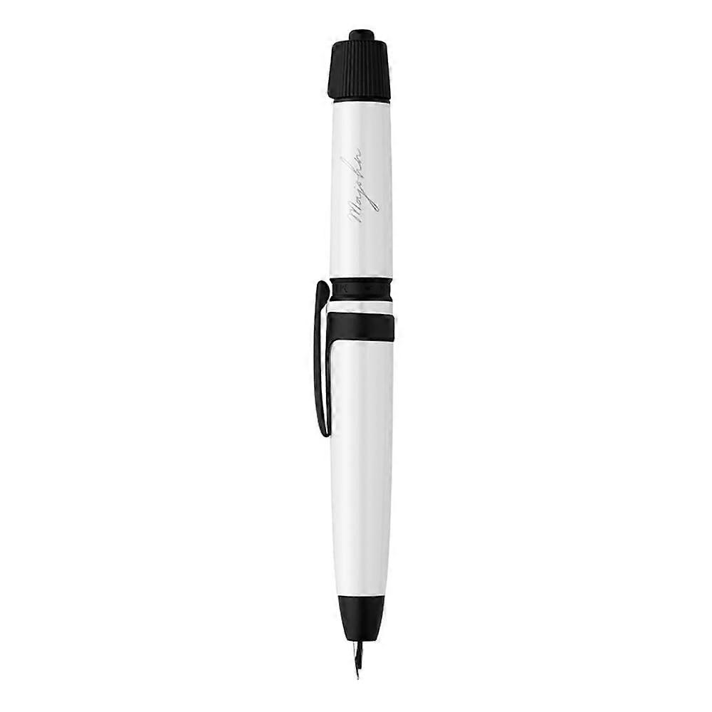 Majohn A3 White Fountain Pen Black Trim Retractable Extra Fine Nib, Press and Twist Style Pen with Converter Case Set White with Black Clip