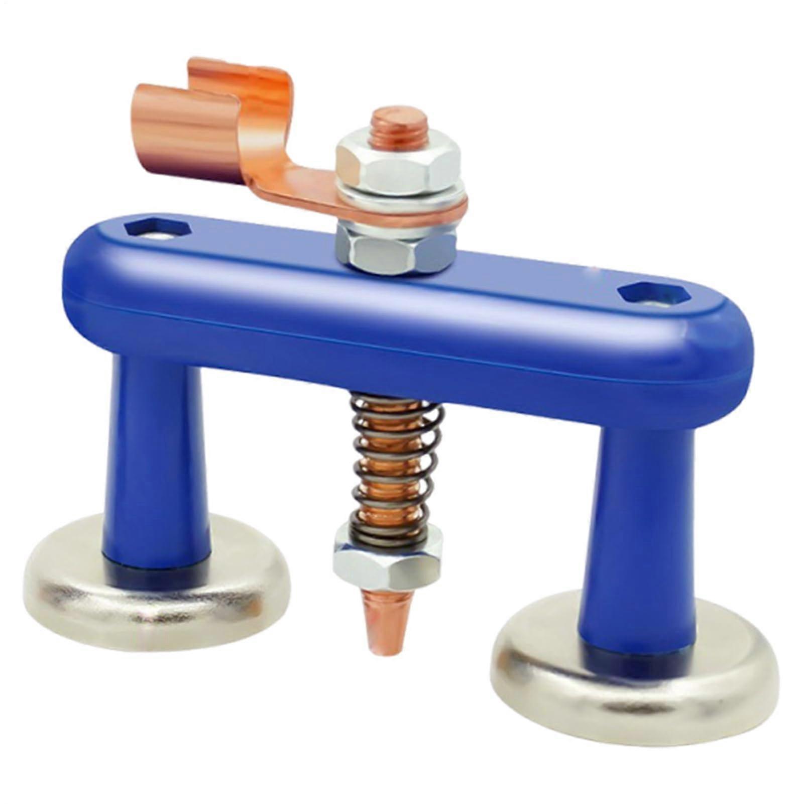 Magnetic soldering clamp with grounding support, sturdy adjustable tool, blue L