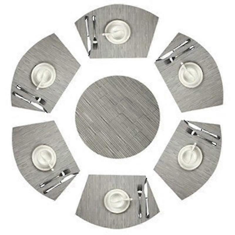 Round Table Placemats Set Of 7 Wedge Placemat With Centerpiece Round Mat Heat Resistant Table Mats Washable