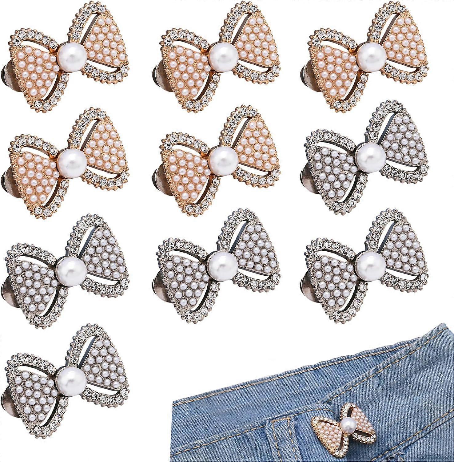 10Pack Instant Pant Waist Tightener - Bow Button Pins,Tool-Free