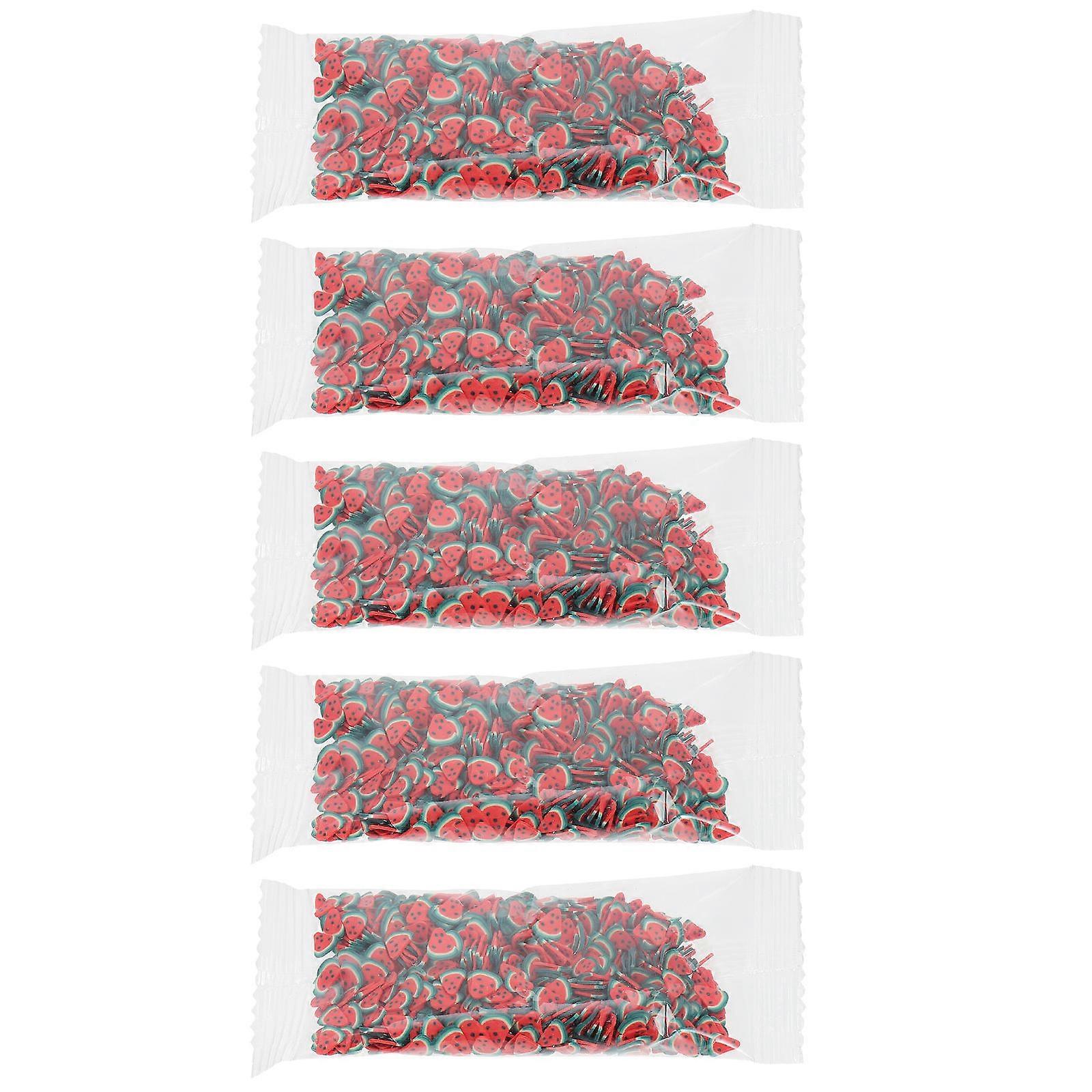 Decorative Nail Patch Manicure Soft Clay Red Square Watermelon Slice Diy 5 Sets