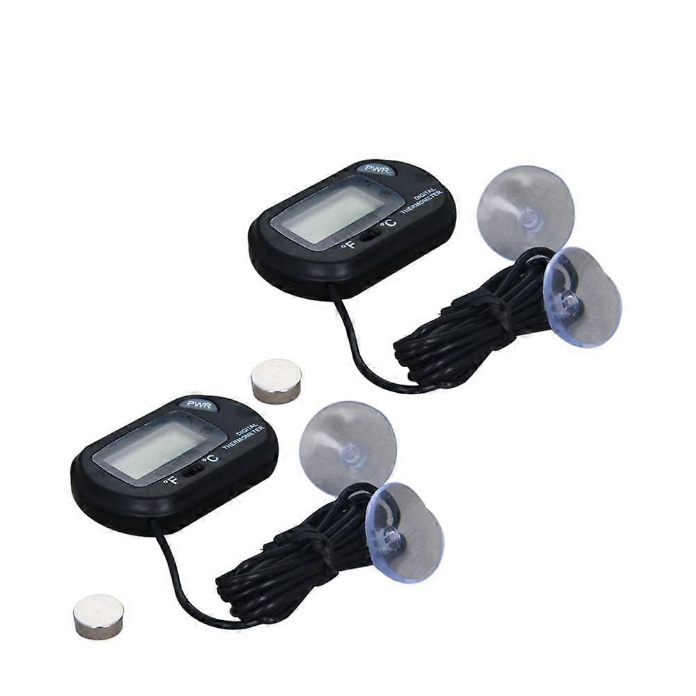Thermomètre d’aquarium numérique Affichage LCD Aquarium Eau Terrarium Température 2pcs STD1 2pcs, noir