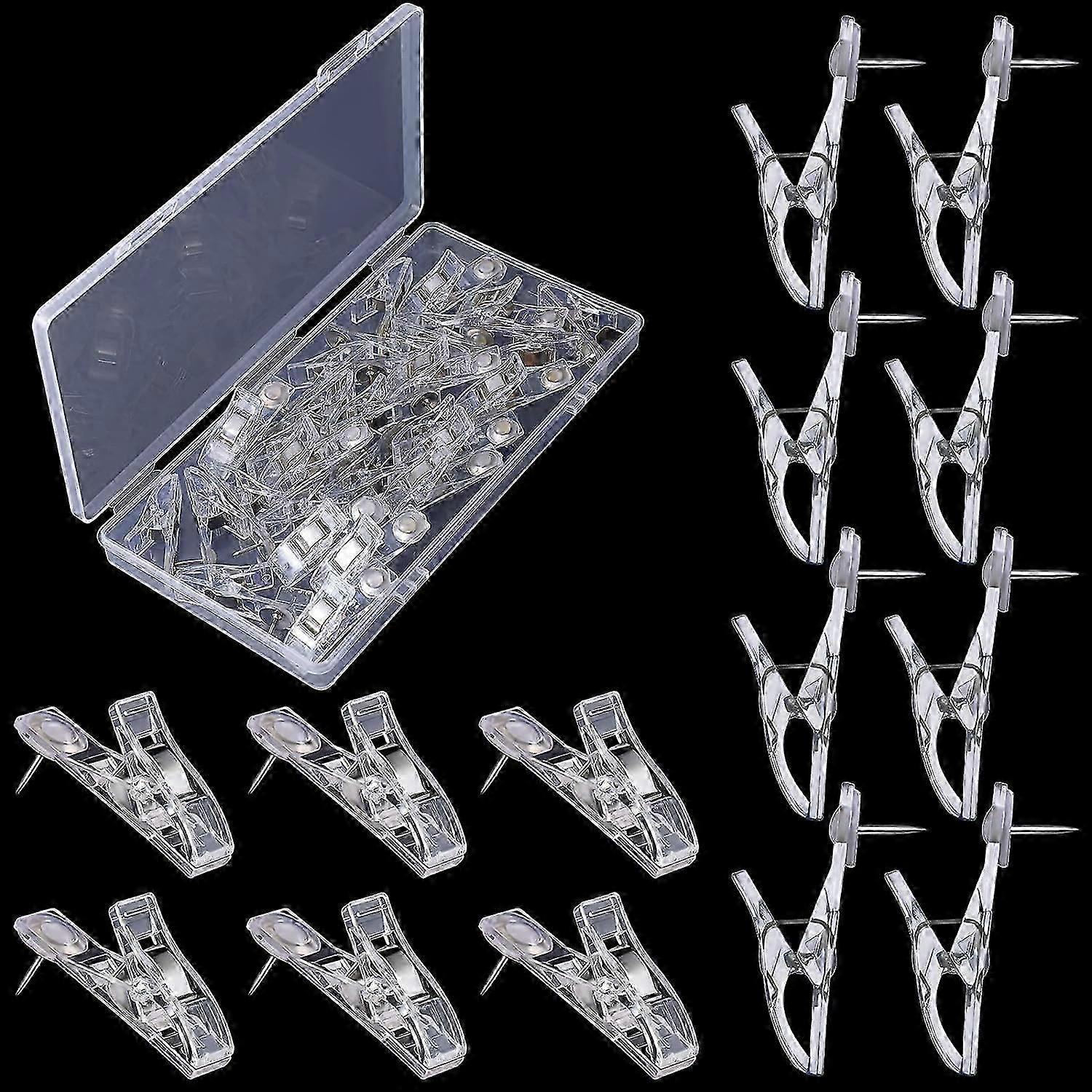 30 Pieces Push Pin Clips Plastic Push Pins for Cork Board Push Pins Tacks Mini Photo Clips Decorative Pins Thumbtack Paper Clips Pushpins for Bulletin