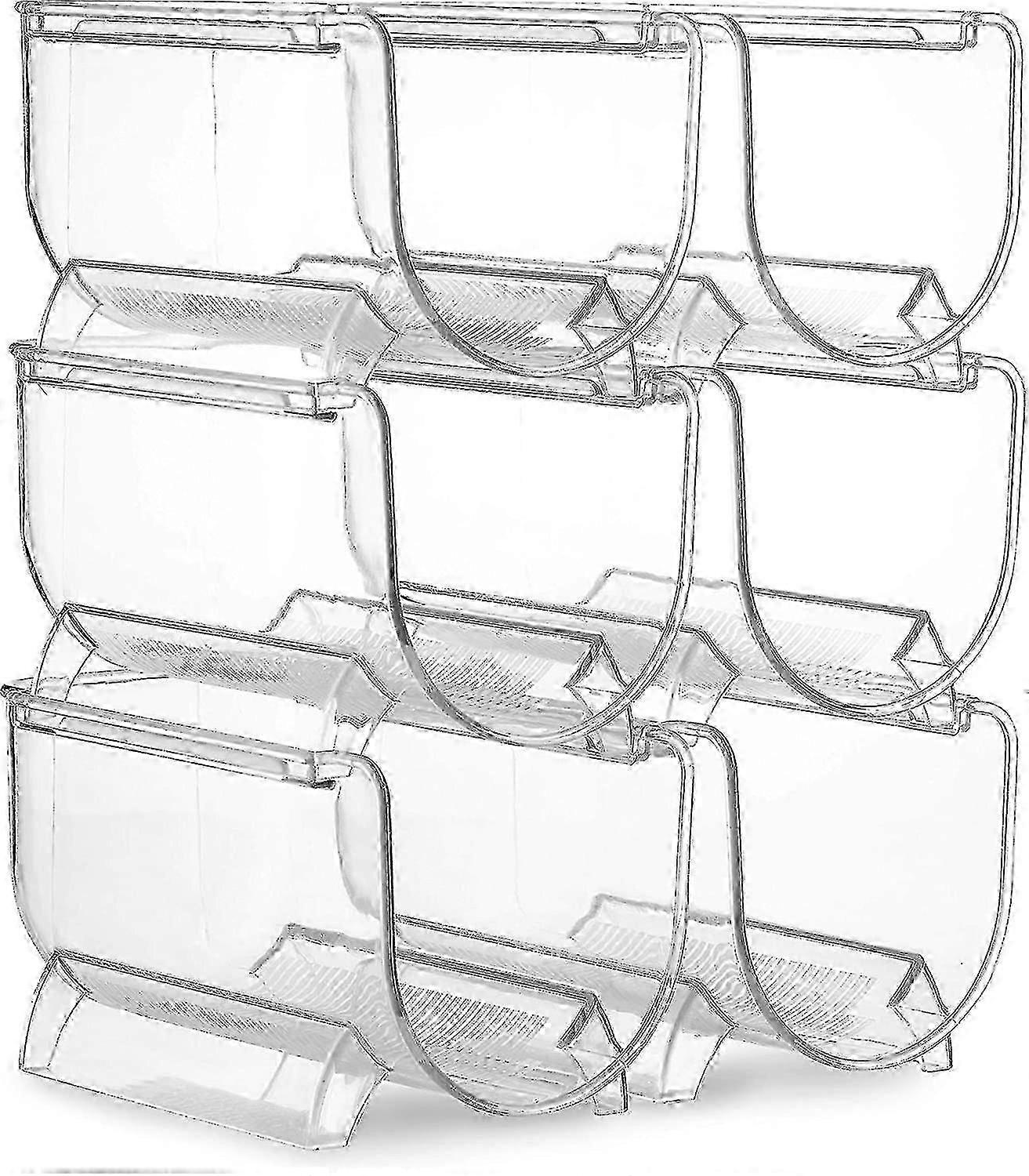 6-Piece Stackable Wine & Water Bottle Organizer Set for Pantry, Kitchen, Fridge
