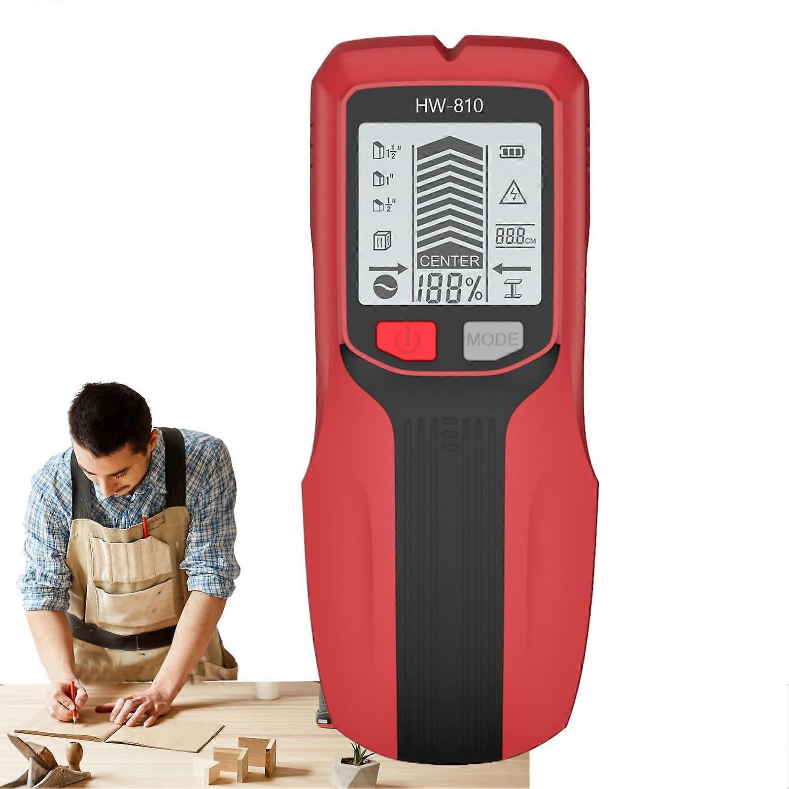 Stud Finders Handheld Multifunctional LCD Display Scanners Wall Stud Scanner Renovation Drywall Cabinet Installation Red