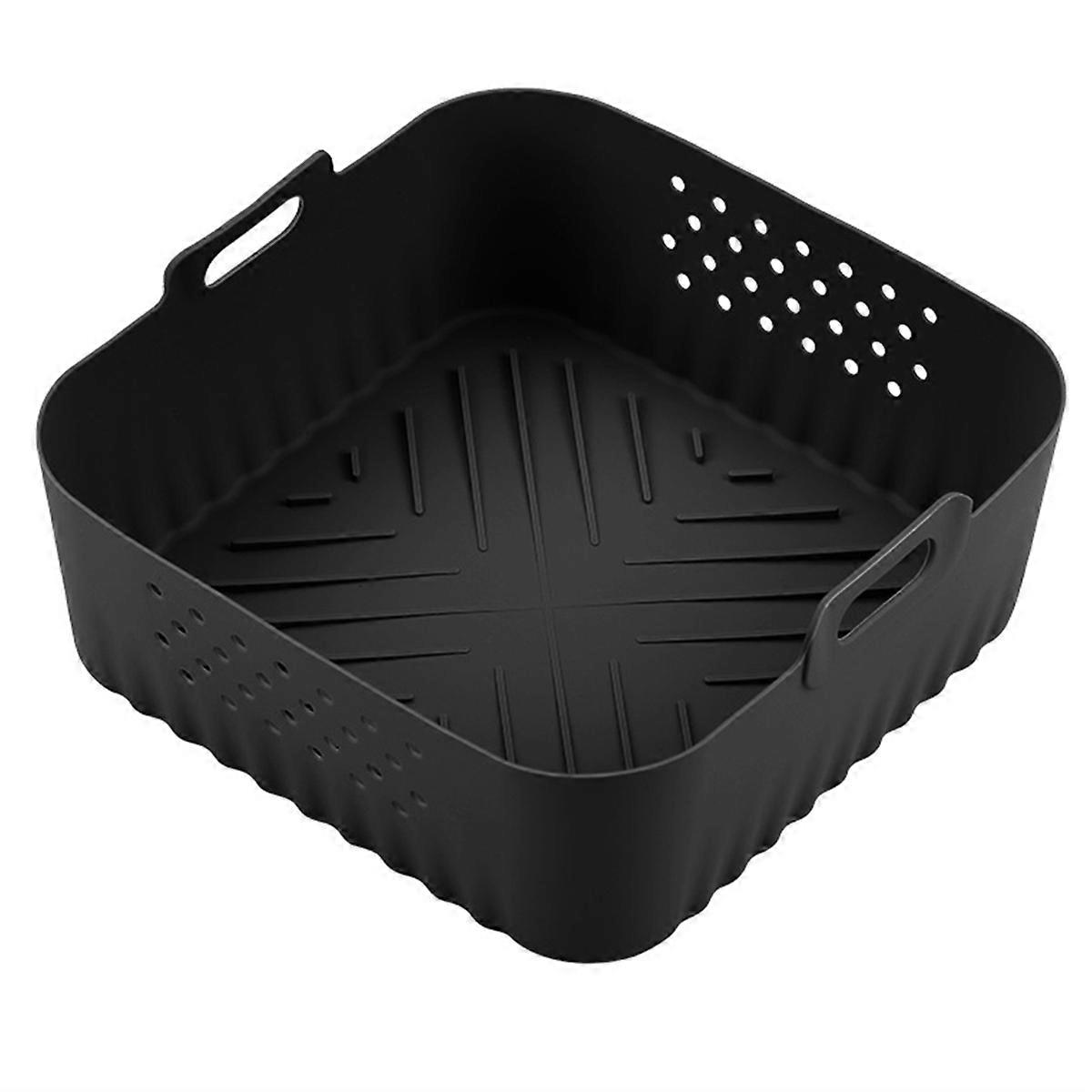 Silicone Air Fryer Liners 20/23cm Reusable Baking Tray Accessories for Corsori,, 5-8QT AirFryer Black