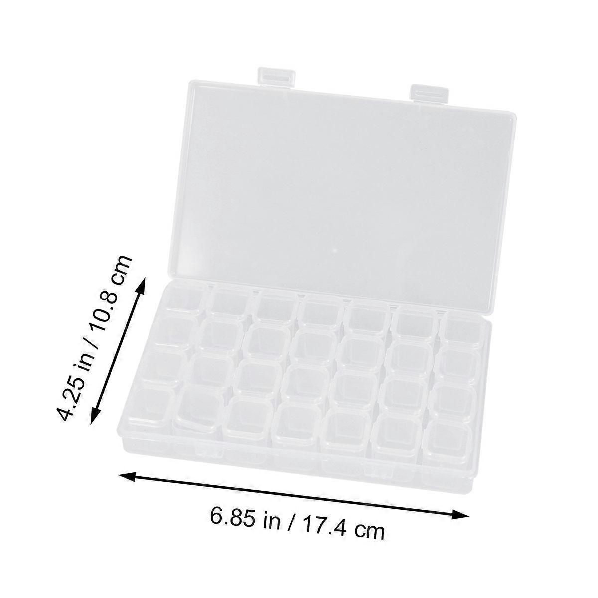 Rectangular Clear Storage Case with Removable Dividers for Craft Supplies Beads and Nail Accessories in White 1Pcs