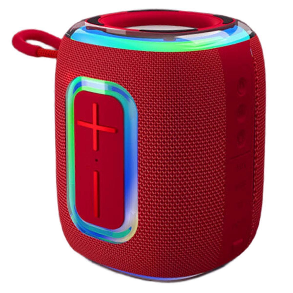 Bluetooth Speaker IPX5 Waterproof RGB Colorful Light Support USB/TF Card/AUX Playback Sound Receiving Function Red