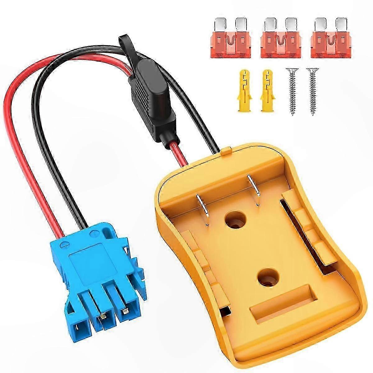 20V Battery Adapter with Wire Harness for Ride-On Toys, 12AWG Cable and 40A Connector Included